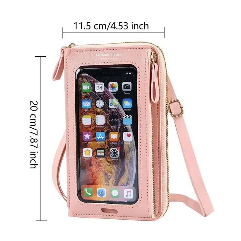 Women Bags Soft Leather Wallets Touch Screen ( pink color )